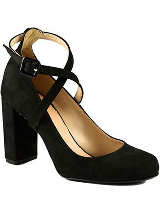 Smart Cronos Γόβες Suede με Χοντρό Ψηλό Τακούνι & Λουράκι Μαύρες 6975-1871