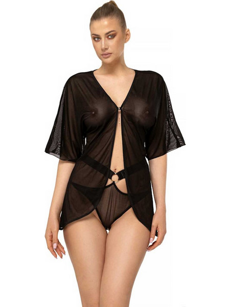 Anais Velo Sexy Babydoll See Through Μαύρο 56517