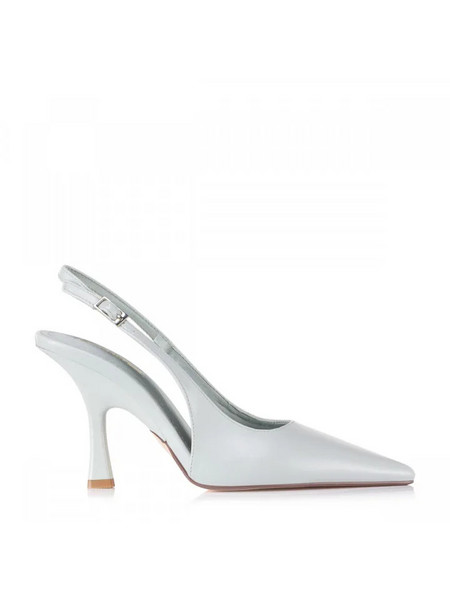 Corina Γόβες Slingback Δερμάτινες με Λεπτό Ψηλό Τακούνι Λευκές Γαλάζιες M6225
