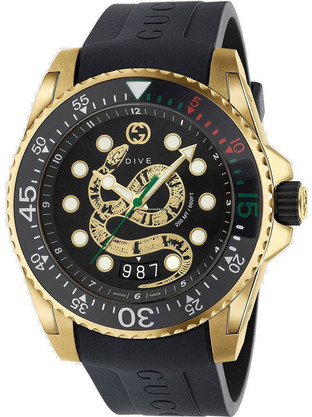 Gucci Ανδρικό Ρολόι με Μαύρο Καουτσούκ Λουράκι YA136219