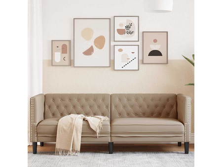 vidaXL Τριθέσιος Καναπές Δερματίνη Μπεζ 194x74x70cm 372671