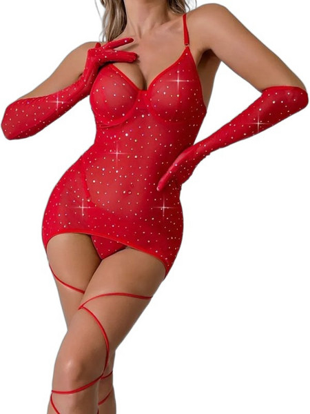 Kinksters Sexy Φόρεμα See Through Κόκκινο 6928048234161