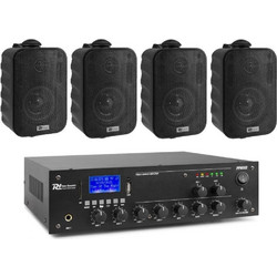 Power Dynamics 4x BC30V + PPA502 Σετ Παθητικά Ηχεία Τοίχου 20W Αδιάβροχα Μαύρα