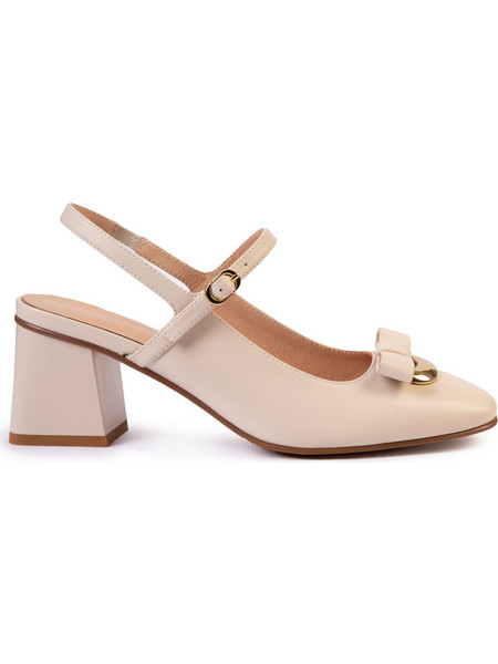 Versace 19V69 Γόβες Slingback Δερμάτινες με Χοντρό Χαμηλό Τακούνι Μπεζ AM833-60S