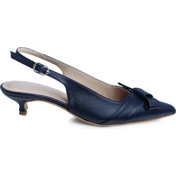 Fratelli Petridi Γόβες Slingback Δερμάτινες με Λεπτό Χαμηλό Τακούνι Navy Μπλε 9120S2601317