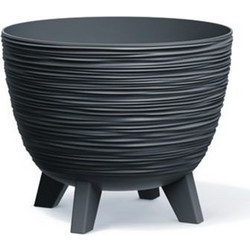 Prosperplast Furu Γλάστρα Στρογγυλή Πλαστική Μαύρη 29x24cm DFUR300