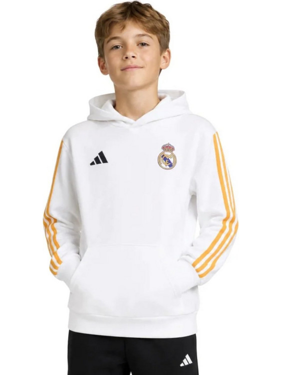 Adidas Real Madrid Παιδικό Φούτερ με Κουκούλα Λευκό Χρυσό KG2953