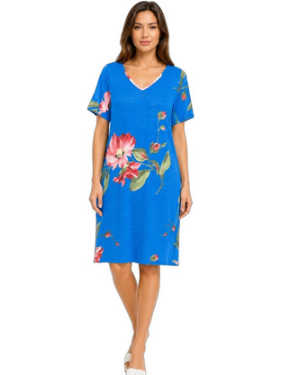 Vamp Mini Καλοκαιρινό Φόρεμα Floral Μεταξωτό Μπλε 00-10-3775-04