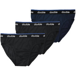 Double Ανδρικά Σλιπ Βαμβακερά 3Pack Μαύρα/Navy Blue MBS-01