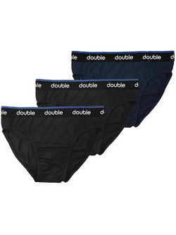 Double Ανδρικά Σλιπ Βαμβακερά 3Pack Μαύρα/Navy Blue MBS-01
