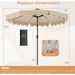 Ομπρέλα Κήπου Στρογγυλή Μεταλλική Μπεζ 2.5m NP13307BE