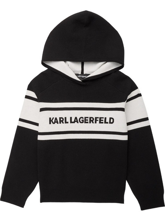 Karl Lagerfeld Παιδικό Φούτερ με Κουκούλα Μαύρο Λευκό 3617166233714