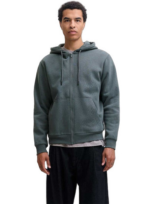Jack & Jones Ανδρική Ζακέτα Φούτερ με Κουκούλα και Φερμουάρ Πετρόλ 12249342