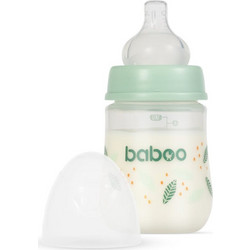 Baboo Peachy Keen Γυάλινο Μπιμπερό με Θηλή Σιλικόνης κατά των Κολικών 0+ Μηνών Transparent Mint Green 180ml