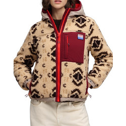Superdry Γυναικεία Ζακέτα Fleece Μακριά με Κουκούλα και Φερμουάρ Μπεζ W5012231A-M3W