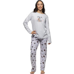 Galaxy Koala Σετ Γυναικείες Πιτζάμες Χειμωνιάτικες Βαμβακερές Γκρι 830-26