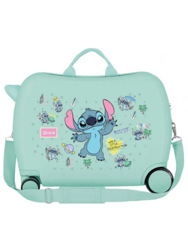 Joumma Stitch Little Destruction Παιδική Βαλίτσα Καμπίνας 38x50x20cm με 4 Ρόδες Πράσινο Mint