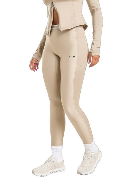 Under Armour Γυναικείο Κολάν Μακρύ Ψηλόμεσο Μπεζ 6017360-299