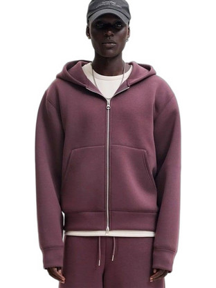 Jack & Jones Ανδρική Ζακέτα Φούτερ με Κουκούλα και Φερμουάρ Μπορντό 12302694