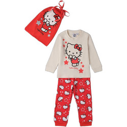 iDo Hello Kitty Παιδική Πιτζάμα Βαμβακερή Χειμωνιάτικη Κόκκινη Λευκή 4F309-6BUV