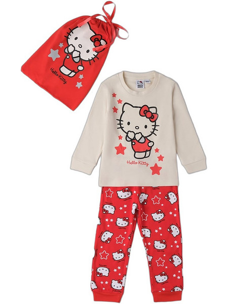 iDo Hello Kitty Παιδική Πιτζάμα Βαμβακερή Χειμωνιάτικη Κόκκινη Λευκή 4F309-6BUV