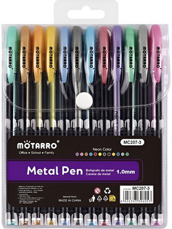 Motarro Metallic Σετ Στυλό Gel 1mm Πολύχρωμο 12τμχ MC207-3