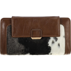 Bag to Bag Μεγάλο Δερμάτινο Γυναικείο Πορτοφόλι με Clip & Φερμουάρ Καφέ YC-03121