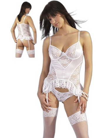Cottelli Sexy Κορσές με Δαντέλα & Ζαρτιέρες Λευκός 26300602230