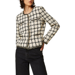 TWINSET Γυναικείο Σακάκι Κοντό Τουίντ Εκρού 262TP2752-13859