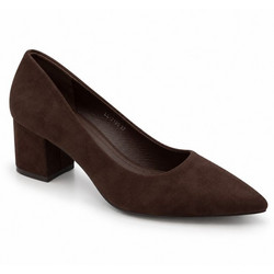 Elenross Γόβες Suede με Χοντρό Χαμηλό Τακούνι Σοκολατί GS10290W-BRO