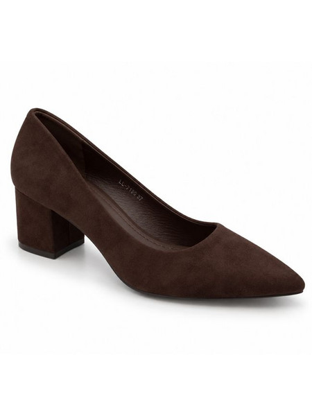 Elenross Γόβες Suede με Χοντρό Χαμηλό Τακούνι Σοκολατί GS10290W-BRO