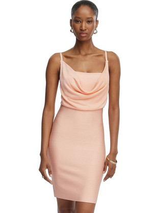 Guess Arisa Mini Καλοκαιρινό Φόρεμα για Γάμο / Βάπτιση Ντραπέ Μεταξωτό Σομόν W6GK83Z0686-F6FI