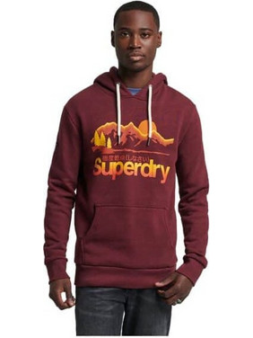 Superdry Ανδρικό Αθλητικό Φούτερ με Κουκούλα Μπορντό M2012129A-EZA
