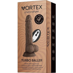 FemmeFunn Vortex Turbo Baller Ρεαλιστικός Δονητής για Ζευγάρια με Τηλεχειριστήριο Καφέ
