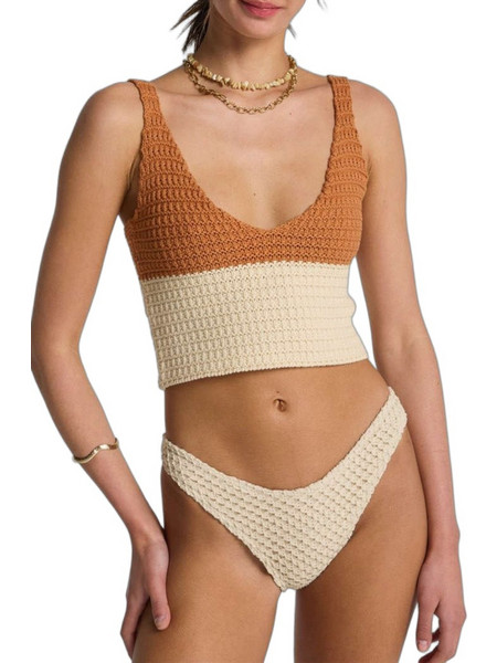 Billabong Anders Γυναικείο Καλοκαιρινό Crop Top Πλεκτό Μπεζ 24B071602