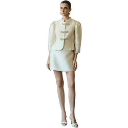 Mix & Match Melissa Μίνι Φούστα Υφασμάτινη Ψηλόμεση Εκρού FW2619
