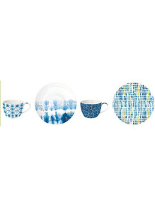 Easy Life Shibori Σετ Φλιτζάνια Espresso & Ελληνικού Καφέ Πορσελάνης Μπλε Λευκά 110ml 2τμχ 921