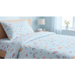 MayHome Σετ Παιδικά Σεντόνια Ημίδιπλα 180x240 Rainbow Light Blue 3τμχ