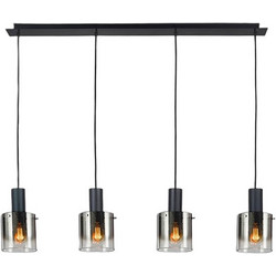 Schuller Κρεμαστό Φωτιστικό Οροφής 4φωτο Μαύρο Smoke Glass E27