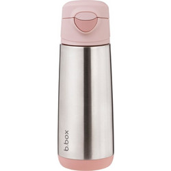 B.Box Blush Crush Παιδικό Παγούρι Θερμός Ανοξείδωτο BPA Free με Καλαμάκι Ασημί Ροζ 500ml