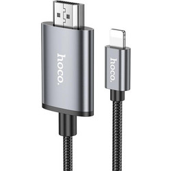 Hoco Καλώδιο Braided HDMI Male to Lightning Male 2m Black UA27