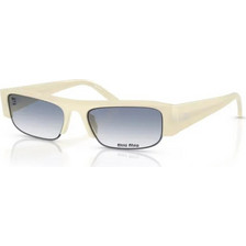 Miu Miu MUB07S 22Q80O Γυναικεία Γυαλιά Ηλίου Ορθογώνια Κοκάλινα Λευκά με Μπλε Φακό