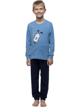 Galaxy Little Bob Dog Παιδική Πιτζάμα Βαμβακερή Χειμωνιάτικη Γαλάζια Μαύρη 105-26