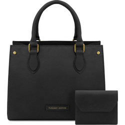 Tuscany Leather Γυναικεία Τσάντα Χειρός Δερμάτινη Μαύρη TL142680