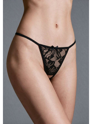 Milena By Paris Γυναικείο Sexy String με Δαντέλα Μαύρο 6997