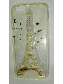 Θήκη Case Apple Iphone 6/6s clear with gold glitter I Love Paris (OEM)