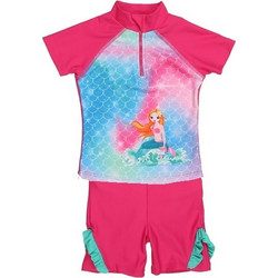 Playshoes Αντηλιακό UV Παιδικό Μαγιό Σετ με Μπλούζα για Κορίτσι Φούξια 461262