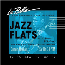 La Bella 20-PCM Jazz Flats Σετ 6 Χορδές Ηλεκτρικής Κιθάρας Stainless Steel 12-52" Medium Tension