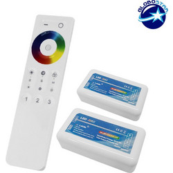 GLOBOSTAR(R) 04142 PRISM RGB Controller 3CH DC 12-24V 24A 576W Max IP20 - RF 2.4GHz Ασύρματο Χειριστήριο Αφής 2 Ζώνων - M8.5xΠ2.5xΥ4.5cm