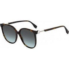 Fendi FF0374/S 086/EQ Γυναικεία Γυαλιά Ηλίου Τετράγωνα Κοκάλινα Μεταλλικά Καφέ με Μπλε Polarized Φακό